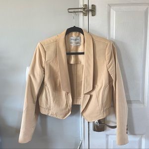 Yves Saint Laurent YSL cropped blazer in tan